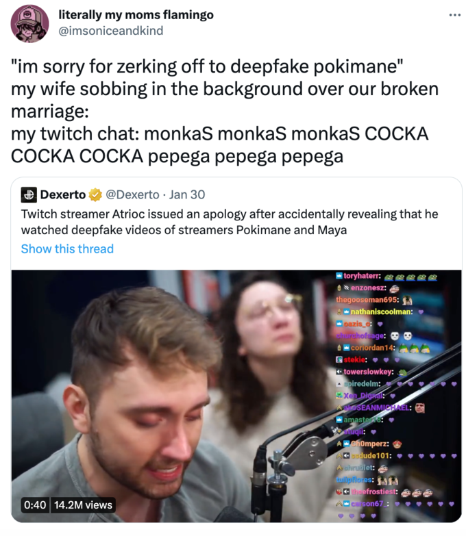 Twitch's Atrioc Caught Looking at NSFW Deepfakes of Pokimane and