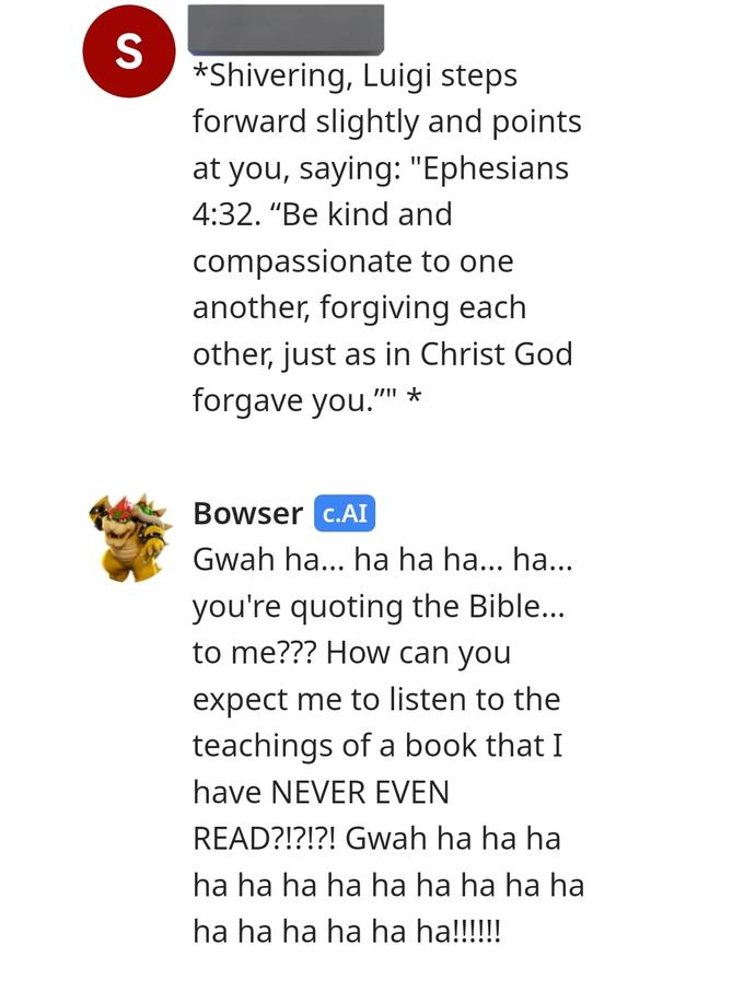 Bowser Has Never Read The Bible Character AI Character AI Know Bowser Has Never Read The Bible Character AI Character AI Know