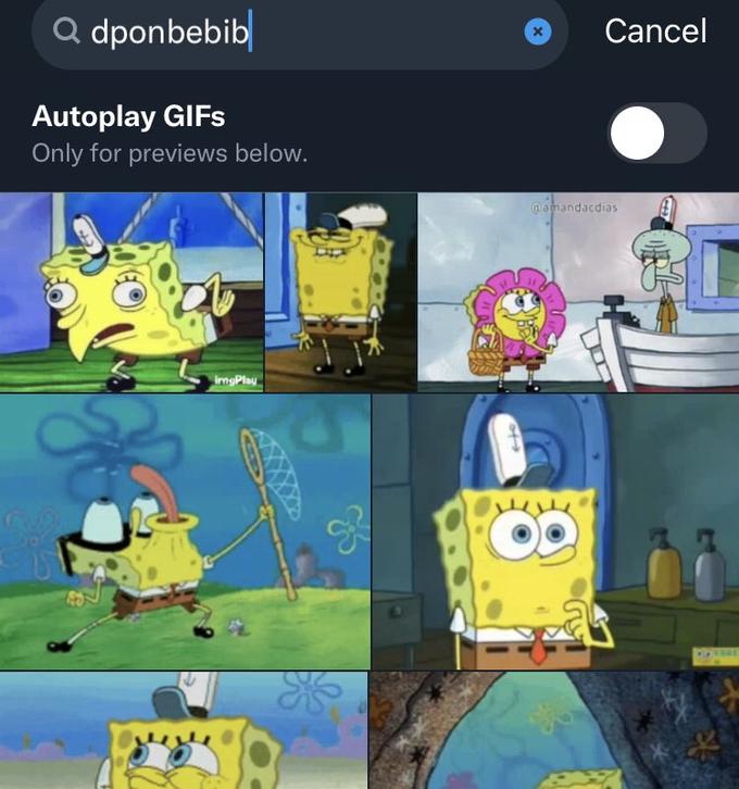 Qdponbebib Autoplay GIFs Only for previews below. 6 imgPlay 9² Cancel @amandacdias 01