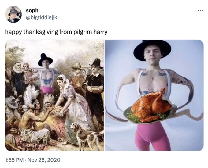 soph @bigtiddiejjk happy thanksgiving from pilgrim harry 1:55 PM Nov 26, 2020 . ...