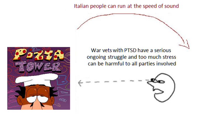 POZZA TOWER Italian people can run at the speed of sound War vets with PTSD have a serious ongoing struggle and too much stress can be harmful to all parties involved