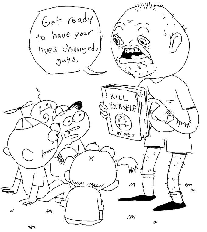 ६ с NM Get ready to have your lives changed, gays. loom X KILL YOURSELF BY ME M m الا :)) M