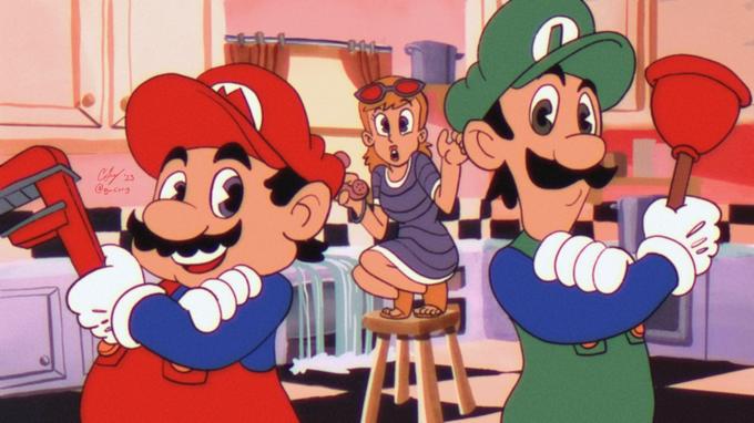 Also posted on "his Deviantart as CoryGsDA":https://www.deviantart.com/corygsda/art/Mario-Bros-Plumbing-Commercial-Super-Show-Style-951211203