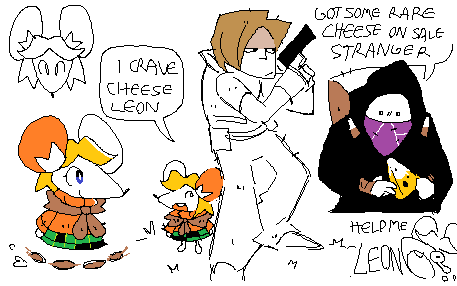 4) I CRAVE CHEESE LEON M M GOT SOME RARE CHEESE ON SALE STRANGER) HELP ME LEON