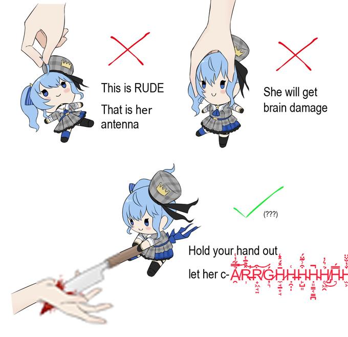 ww x This is RUDE That is her antenna x She will get brain damage (???) Hold your hand out 2 let her c-ARRGHHHHHVÁK