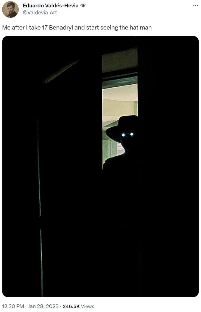 Me After I Take 17 Benadryl And Start Seeing The Hat Man The Hatman 