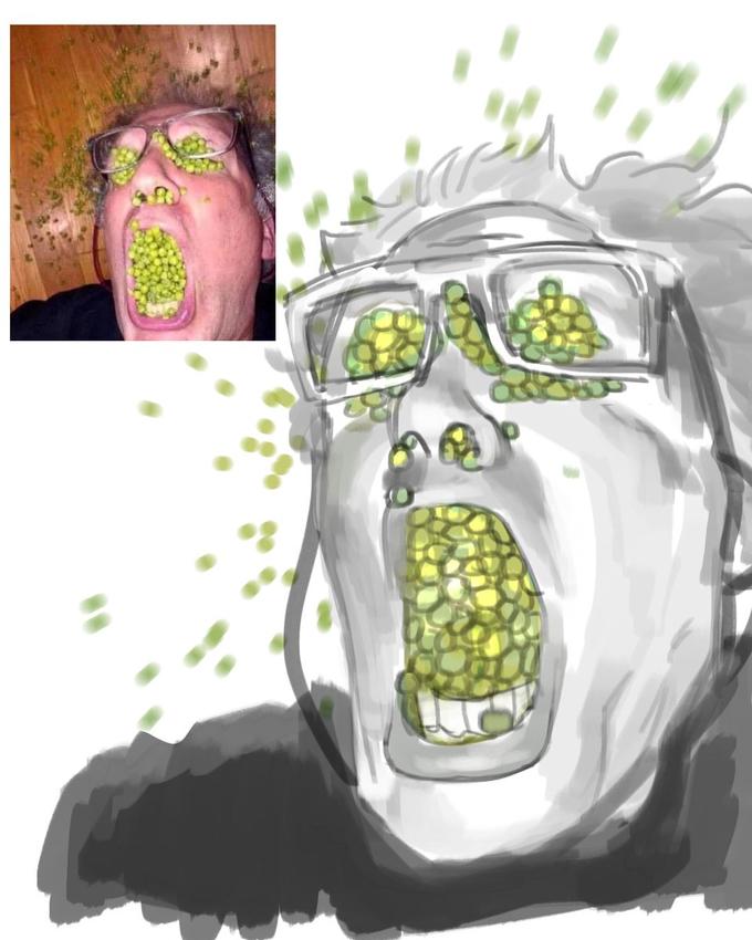 Man With Peas In Mouth art Man With Peas In Mouth / Peas'd To Meet