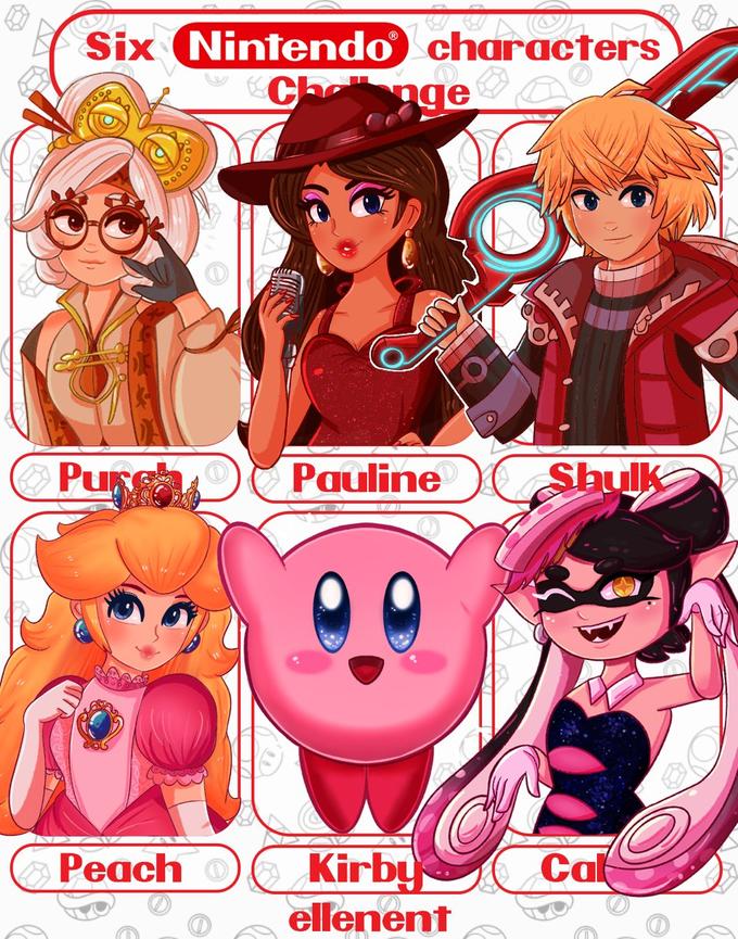 Six Nintendo character Change Ⓡ Purch Cou Peach Pauline Shulk Kirby ellenent JON Cal