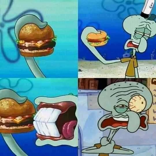 Squidward Eating A Krabby Patty Know Your Meme