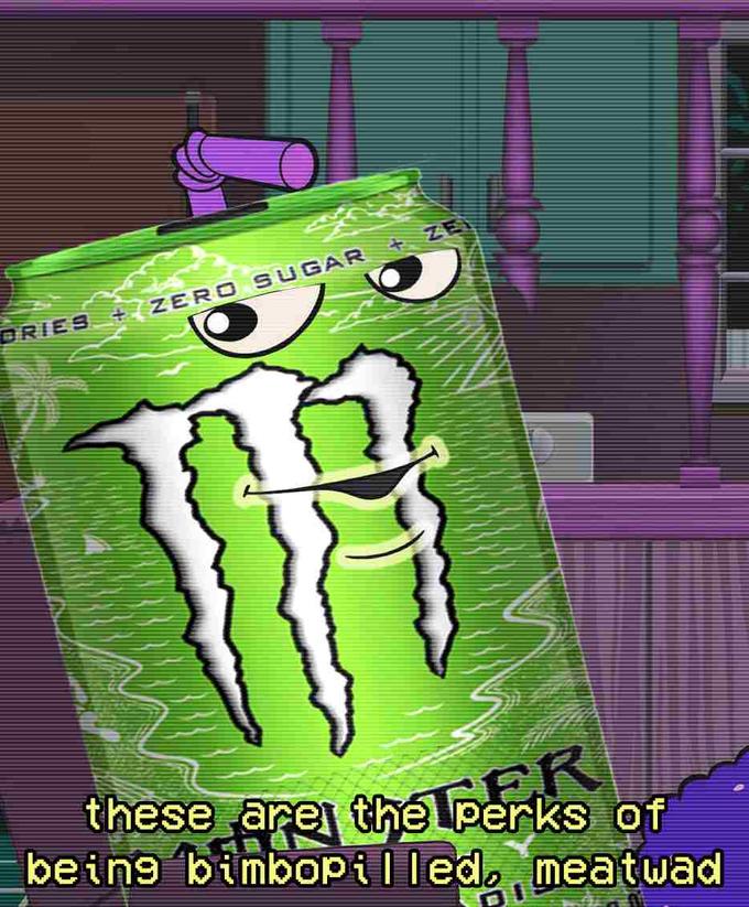 DRIES ZERO SUGAR FER these are the perks of being bimbopilled, meatwad