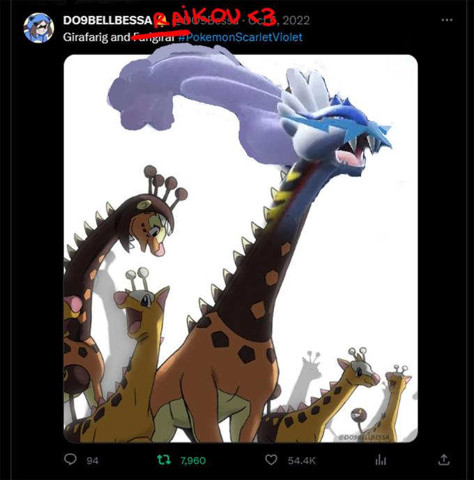 DO9BELLBESSA AKU. 6.3.2 3.2022 Girafarig and Furigiral #PokemonScarlet Violet 94 t 7,960 54.4K DOS BELLBESSA 3 ↑