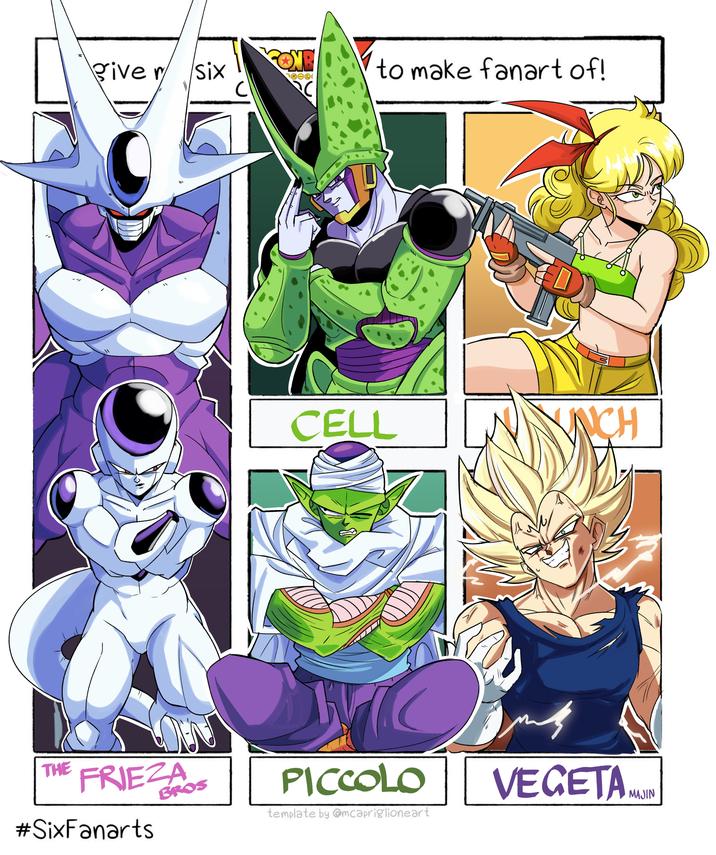 THE giver six U/1 Mi #SixFanarts FRIEZA N 41 BROS ONE OⓇ to make fanart of! CELL US PICCOLO template by @mcapriglioneart NYNCH VEGETA MAJIN