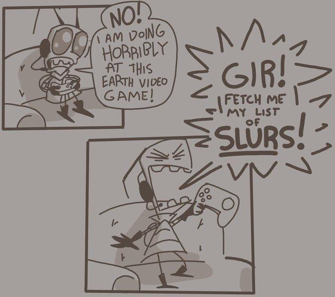 NO! TAM DOING HORRIBLY AT THIS EARTH VIDEO GAME! M ^/ GIR! ли FETCH ME MY LIST SLURS!