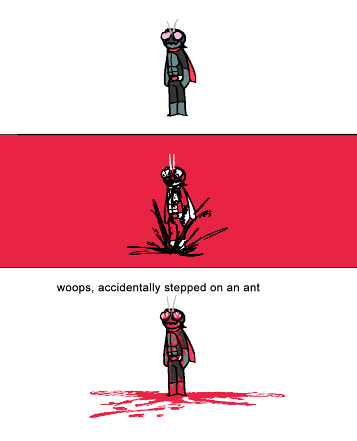 woops, accidentally stepped on an ant
