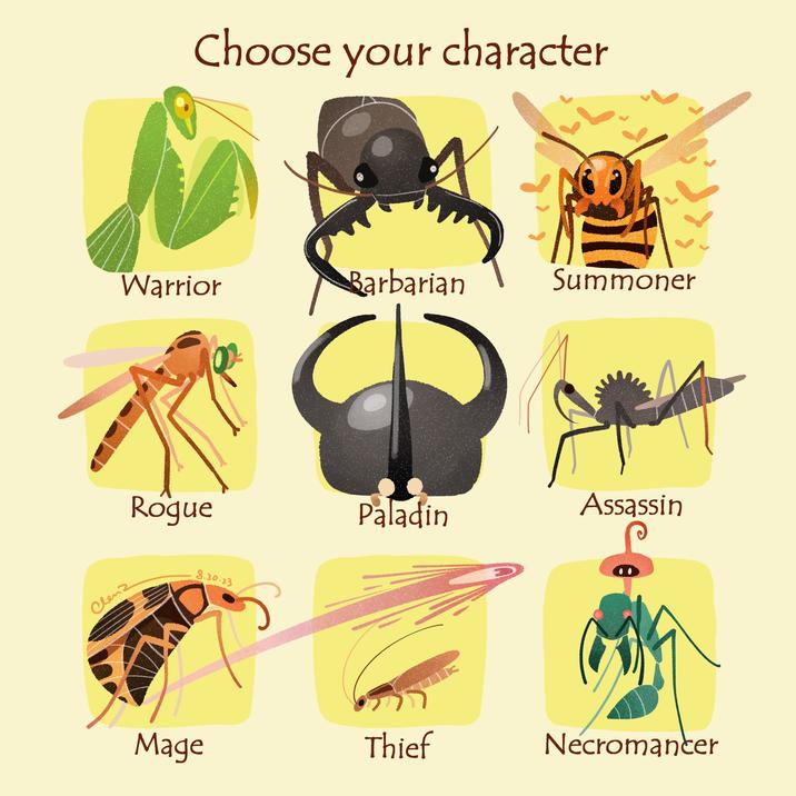 Choose your character Warrior Rogue Chenz 8.30.23 Mage Barbarian Paladin Thief Summoner Assassin Necromancer