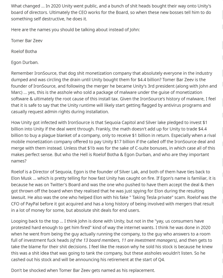 "From r/unity":https://reddit.com/r/unity/s/QgmMs9G7Vg

Really interesting read that explains alot about why Ironsource was added and other dumb choices.
