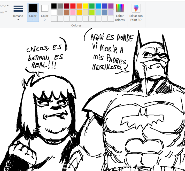 orno ▾ nar▾ Tamaño Color Color 1 2 chicos, ES BATMAN ES REAL!!! Colores Editar colores Editar con Paint 3D (AQUI ES DONDE vi MORIR A Mis PADRES MUSCULOSO.