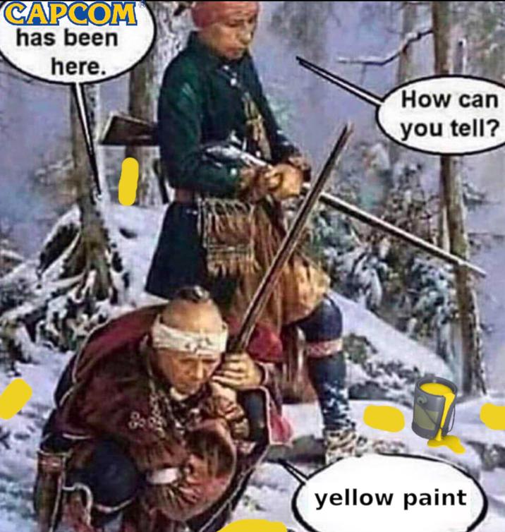 CAPCOM has been here. How can you tell? yellow paint