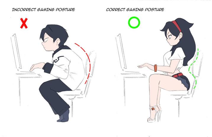 INCORRECT GAMING POSTURE X CORRECT GAMING POSTURE 11 L