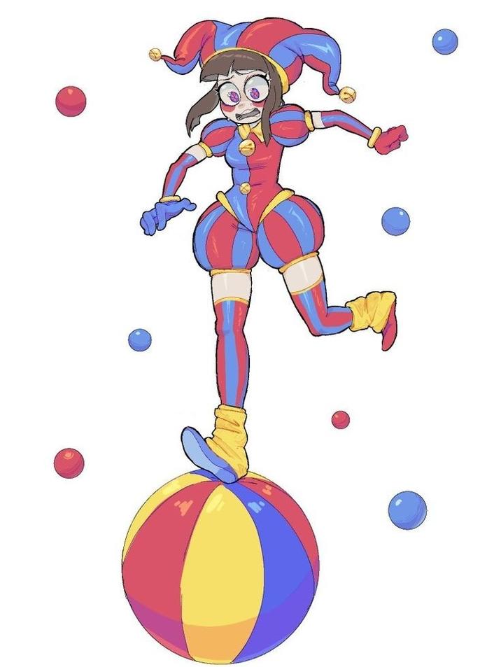 Pomni on a ball | Pomni | Know Your Meme