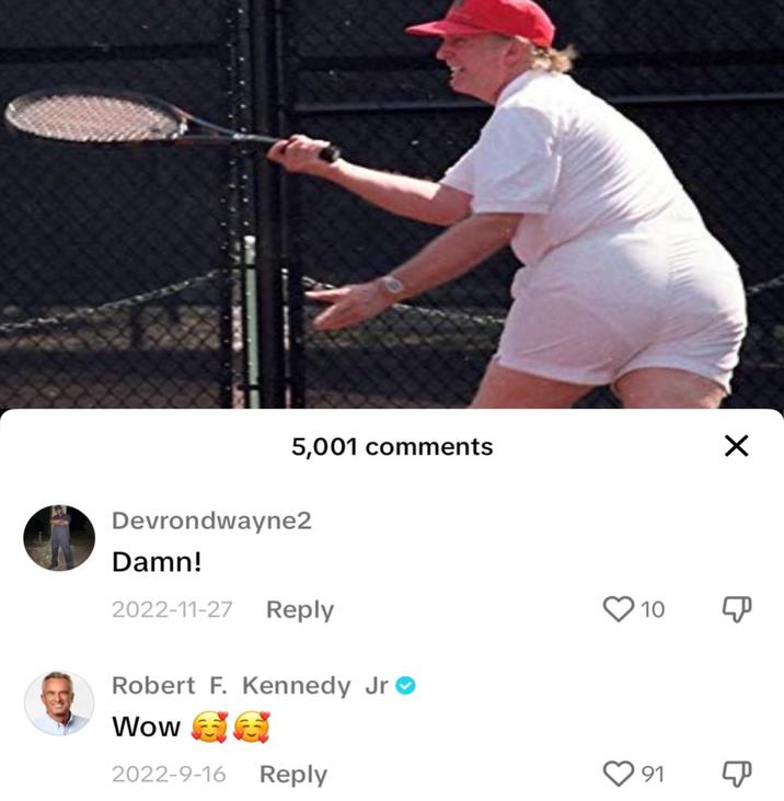 5,001 comments Devrondwayne2 Damn! 2022-11-27 Reply Robert F. Kennedy Jr✔ Wow 2022-9-16 Reply X 10 T 91