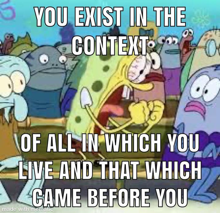 YOU EXIST IN THE CONTEXTO 30 OF ALL IN WHICH YOU LIVE AND THAT WHICH CAME BEFORE YOU made with mematic