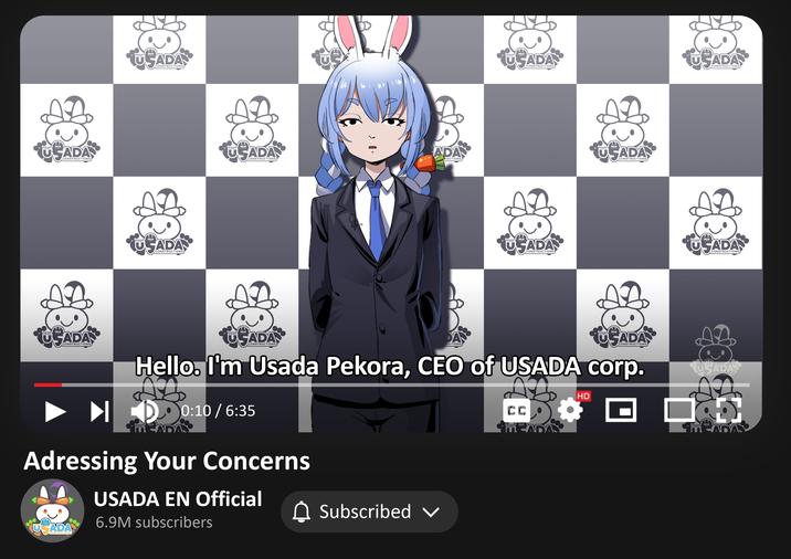 PEKO USADA CONSTRUCTIONS USADA CONSTRUCTIONS PEKO ů PEKO USADA CONSTRUCTIONS SADA CONSTRUCTIONS $ PEKO USADA CONSTRUCTIONS, | 大田建设 大田建设。 PEKO PEKO 大田建设 CONSTRUCTIONS PEKO USADA CONSTRUCTIONS TEADAS Adressing Your Concerns 0:10/6:35 大田建设 USADA EN Official 6.9M subscribers TT PEKO RUCTIONS Subscribed v UCTIONS PEKO USADA CONSTRUCTIONS 8 USADAS CONSTRUCTIONS Hello. I'm Usada Pekora, CEO of USADA corp. Ag A CC TEADAS 大田建设 PEKO PEKO 大田建设 US ADA CONSTRUCTIONS HD PEKO USADA CONSTRUCTIONS PEKO USADA CONSTRUCTIONS PEKO USADA CONSTRUCTIONS 大田建设 USADA CONSTRUCTIONS an ITADA