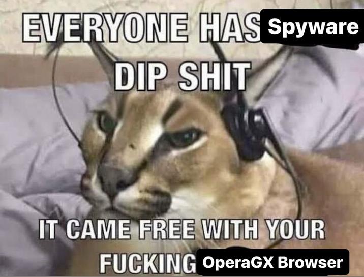 EVERYONE HAS Spyware DIP S--- IT CAME FREE WITH YOUR F------ OperaGX Browser