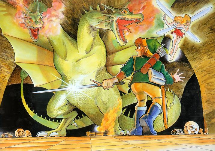 ''The artwork of #TheLegendOfZelda: The Crown Prince of Darkness by Shinpei Itō, a 2 page piece featured in the Futabasha Fantasy Novel Series. Usual upscale/clean/retouch process applied. This is one of the most beautiful non game related pieces I've ever come across.''