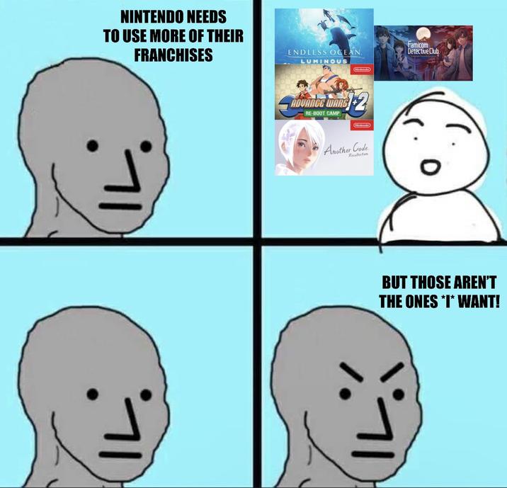 NINTENDO NEEDS TO USE MORE OF THEIR FRANCHISES ENDLESS OCEAN. LUMINOUS 12 ADVANCE WARS RE-BOOT CAMP (Ninburbar Nintendo Another Code Recollection Famicom Detective Club BUT THOSE AREN'T THE ONES *I* WANT! ぷ