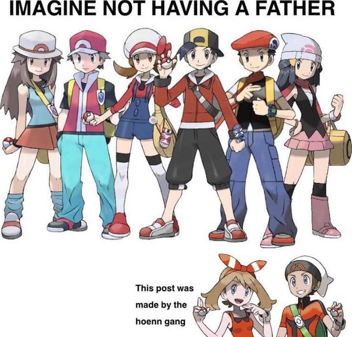 IMAGINE NOT HAVING A FATHER This post was made by the hoenn gang