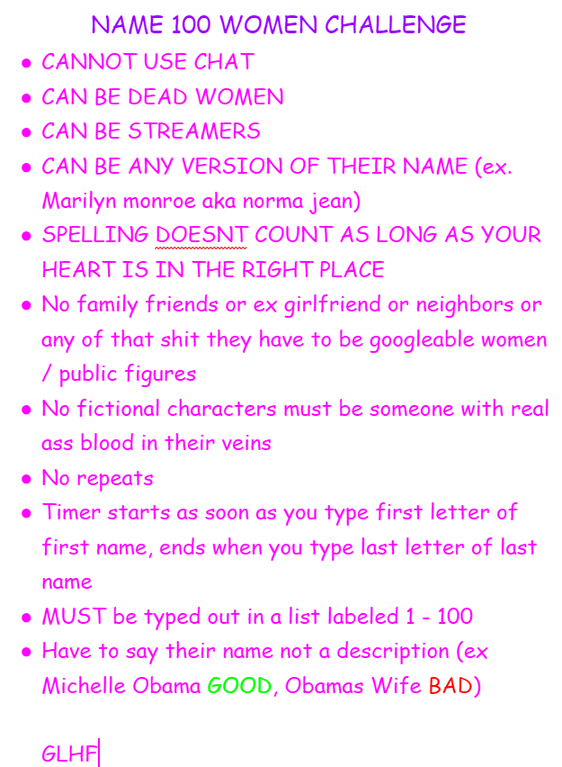 Name 100 Women Challenge Know Your Meme