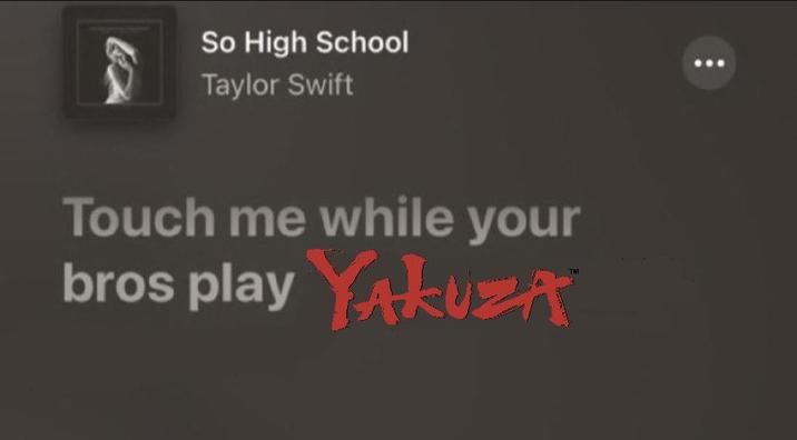 So High School Taylor Swift Touch me while your bros play YAKUZA