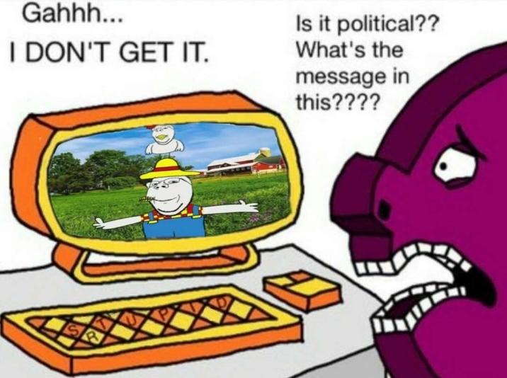 Gahhh... I DON'T GET IT. Is it political?? What's the message in this???? S