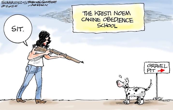 SUMMERS TRIBUNE CONTENT 02024 SIT. AGENCY THE KRISTI NOEM CANINE OBEDIENCE SCHOOL GRAVEL PIT