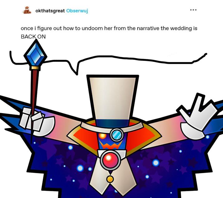 okthatsgreat Obserwuj once i figure out how to undoom her from the narrative the wedding is BACK ON