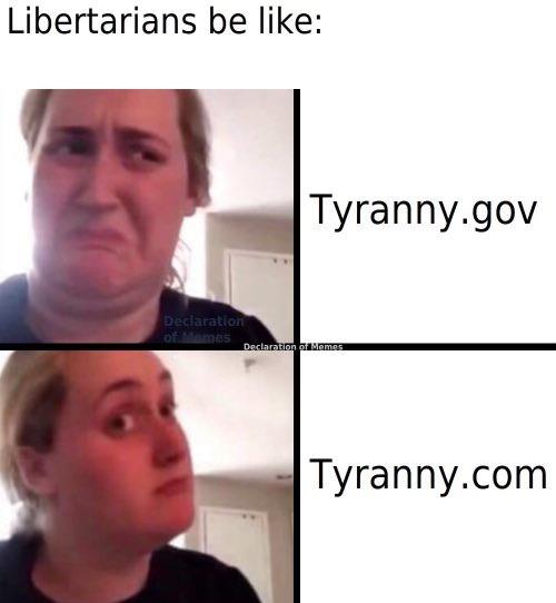 Libertarians be like: Tyranny.gov Declaration of Mames Declaration of Memes Tyranny.com
