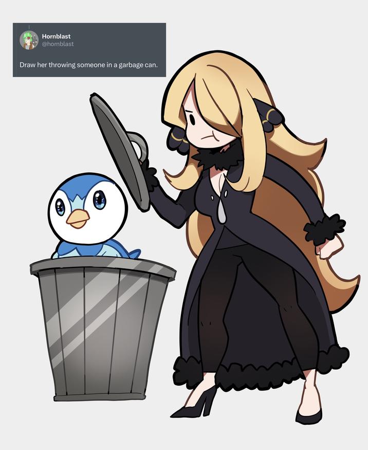Hornblast @hornblast Draw her throwing someone in a garbage can.
