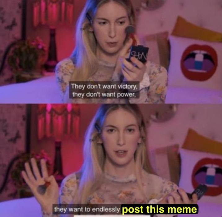 SHIN They don't want victory, they don't want power, they want to endlessly post this meme