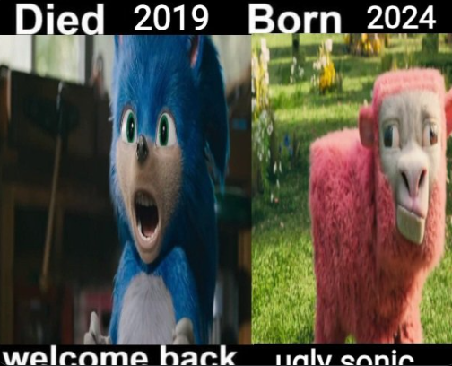 Died 2019 Born 2024 welcome back ualy sonic