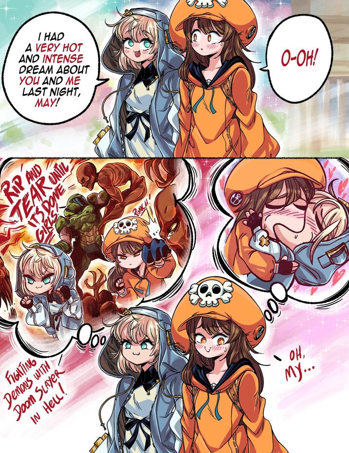 FIGHTING Demons WITH Doom SLAYER IN Hell! I HAD A VERY HOT AND INTENSE DREAM ABOUT YOU AND ME LAST NIGHT, MAY! O-OH! RIP AND TEAR UNTIL ITS DONE GIRLS PONCH 000 애, \ OH, my...