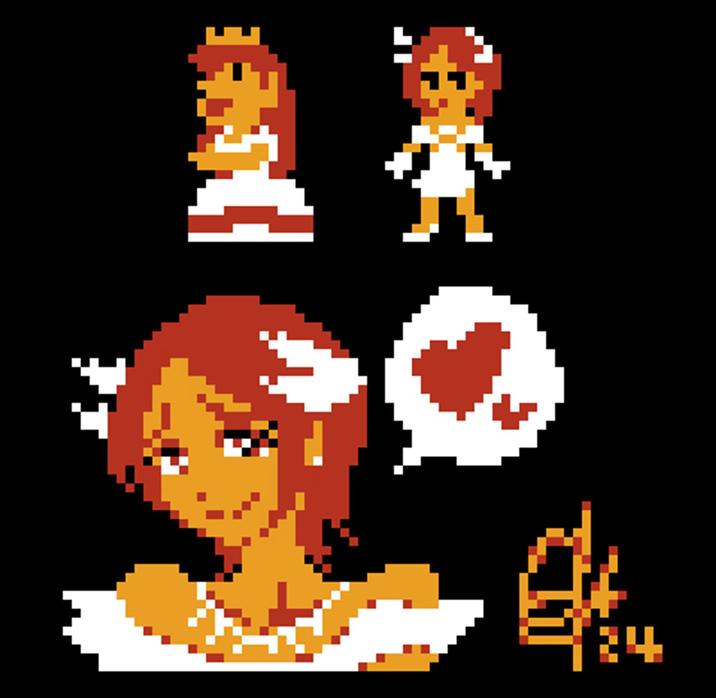 Alt text: "Pixel art of Elise from Sonic the Hedgehog 2006. On the top left is the original sprite for Princess Peach for comparison. The bottom image is a portrait of Elise's face/bust. To the right of this portrait is the artist's signature."

Also on "Twitter / X":https://x.com/TripleKyun/status/1834976727413801233
