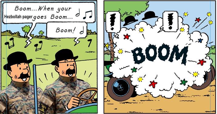 Boom... When your Hezbollah pager goes Boom... P Boom! d 7 the 0 BOOM M