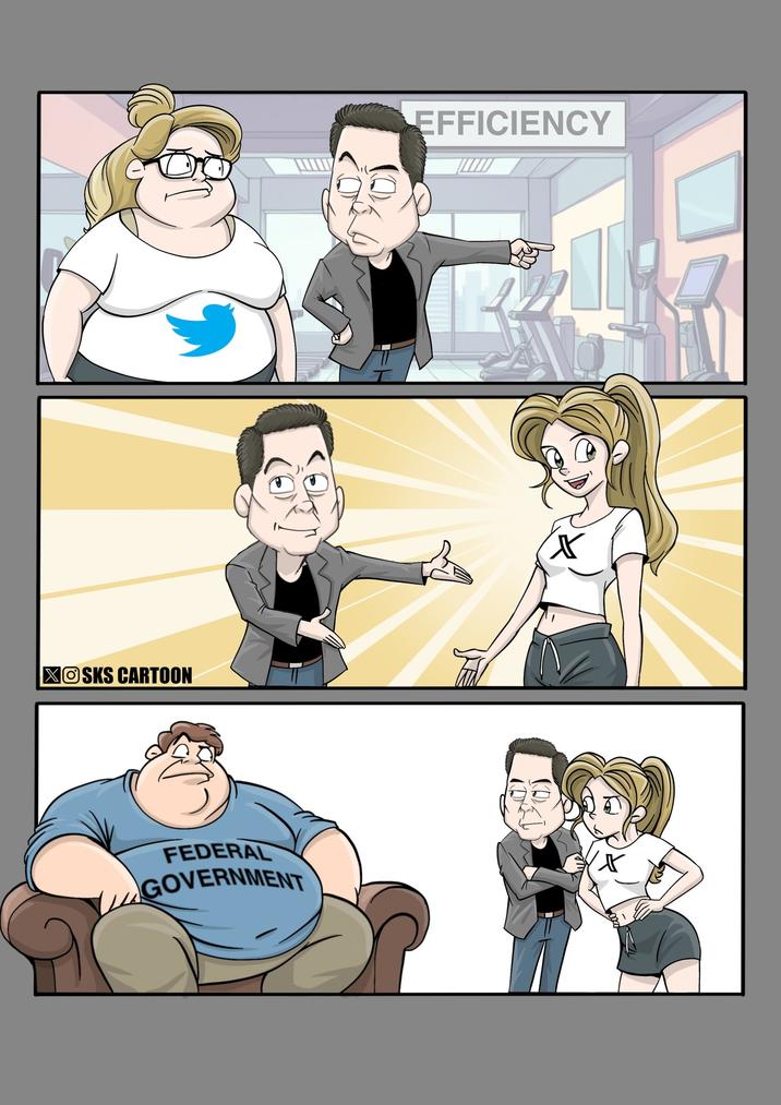 XOSKS CARTOON FEDERAL GOVERNMENT EFFICIENCY
