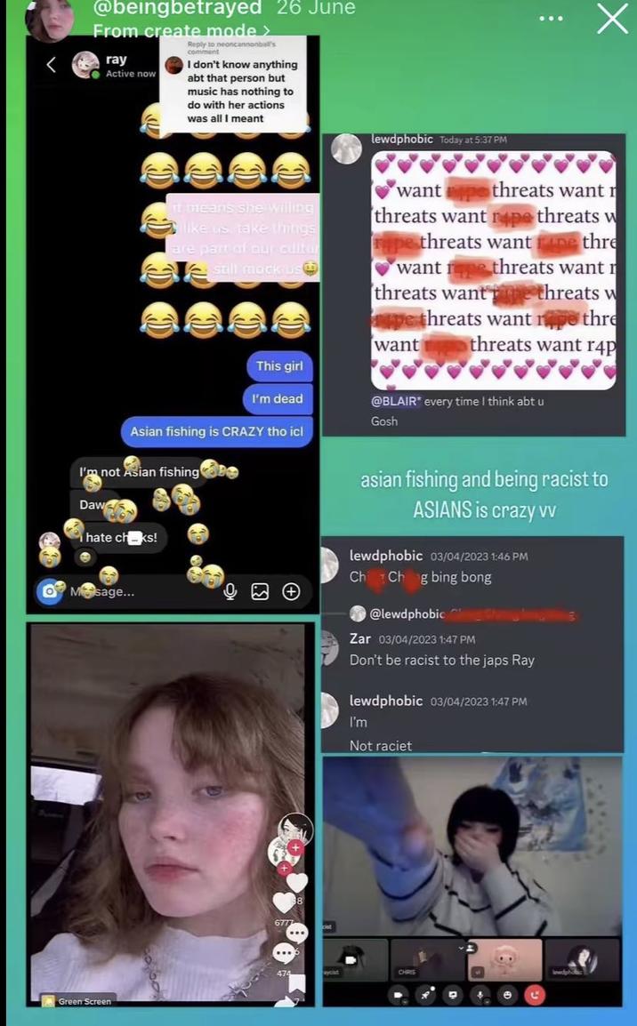 @beingbetrayed 26 June From create mode> ray Active now Reply to neancannonball's comment I don't know anything abt that person but music has nothing to do with her actions was all I meant lewdphobic Today at 5:37 PM Х it means she willing like us take things are part of our cultur still mock us want threats want threats want r--- threats w pe threats want pe thre want threats want threats want threats w pe threats want pe thre This girl want threats want r4p I'm dead @BLAIR* every time I think abt u Gosh Asian fishing is CRAZY tho icl I'm not Asian fishing Daw hate ch➡ks! Msage... Green Screen 6777 18 asian fishing and being racist to ASIANS is crazy vv lewdphobic 03/04/2023 1:46 PM Ch Chg bing bong @lewdphobic Zar 03/04/2023 1:47 PM Don't be racist to the j--- Ray lewdphobic 03/04/2023 1:47 PM I'm Not raciet 474 CHRIS