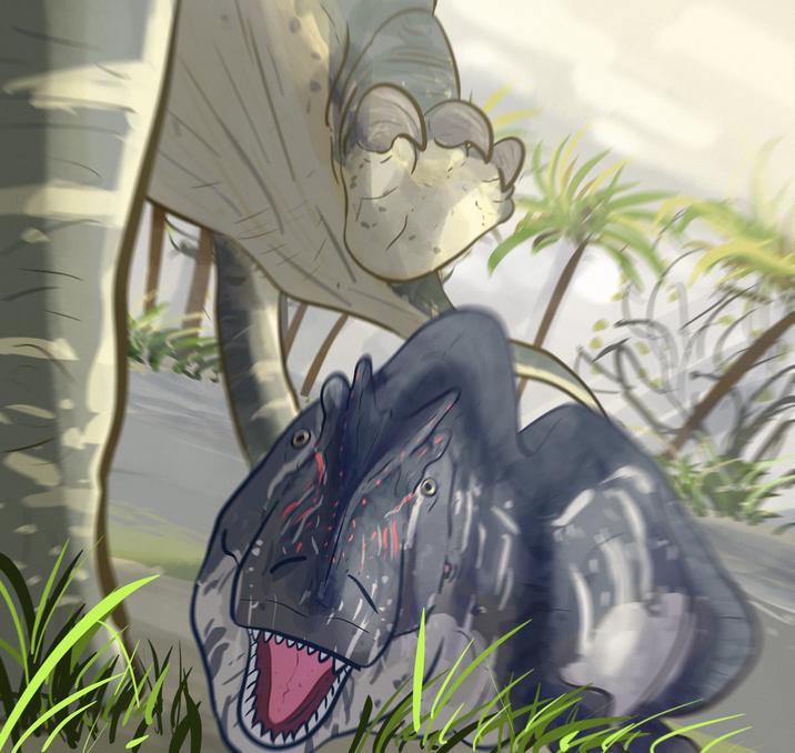 Thinking about sauropod back feet and how insane their claws as iirc it’s good at digging, I now imagine a theropod attacking the behind only to get knocked down and stomped by the back, the predator tries to bite back only to meet its end when the sauropod uses it as a door mat.