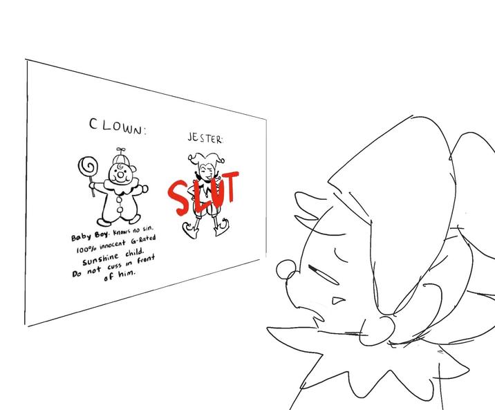 CLOWN: JESTER: ঃ Baby Boy. Knows no sin. 100% innocent G-Rated Sunshine child. Do not cuss in front of him. SET