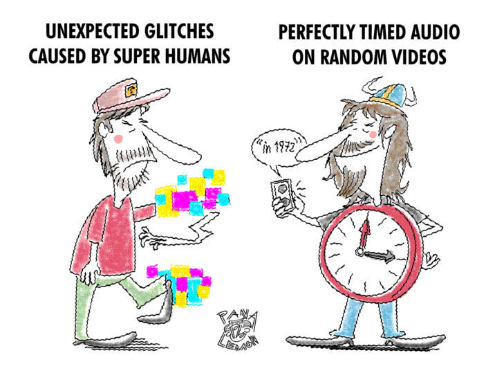 UNEXPECTED GLITCHES CAUSED BY SUPER HUMANS MON PERFECTLY TIMED AUDIO ON RANDOM VIDEOS In 1972'