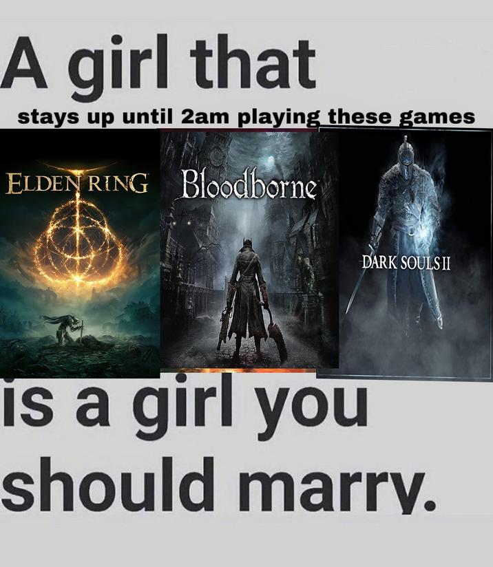 A meme about women who play soulslike games