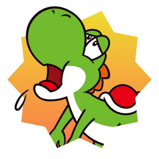 Mario Party Superstars sticker of Yoshi which looks like Yoshi is getting it from behind.